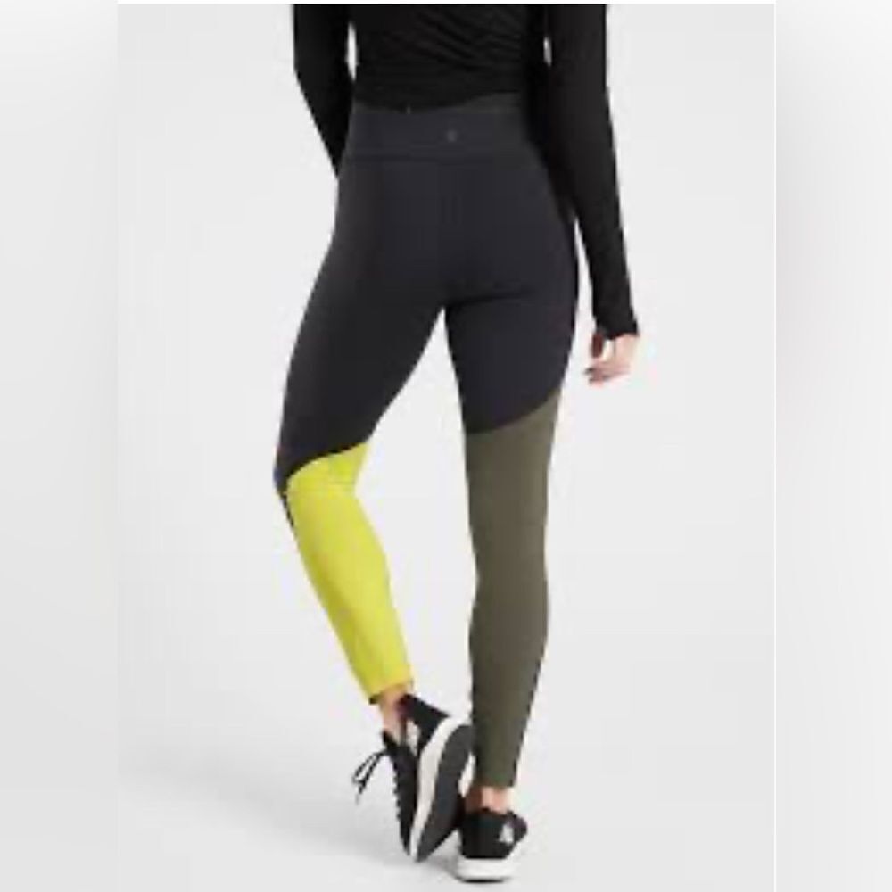 Athleta Asym Colorblock Tight supersonic neon and olive small - Picture 3 of 4